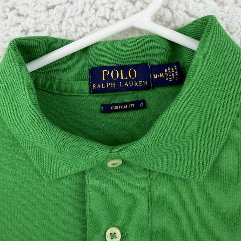 Polo Ralph Lauren Polo Shirt Mens Medium Green Custom Fit Cotton Pony Logo Top